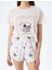 Yeni Sezon Pamuklu Lisanslı Snoopy Baskılı Kısa Kollu Şortlu Pijama Takımı 5
