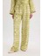Yeni Sezon Wide Leg Desenli Esnek Belli Keten Karışımlı Geniş Paça Pantolon 1
