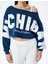 Yeni Sezon Şardonlu Slogan Baskılı Kayık Yaka Uzun Kollu Crop Sweatshirt 5