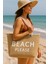Beyaz Beach Please Yazılı Büyük Boy Piknik ve Plaj Çantası – Halat Saplı – 55X36X15 cm 1