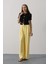 Pileli Bağcıklı Oversize Pantolon - Sarı 3