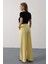 Pileli Bağcıklı Oversize Pantolon - Sarı 5