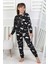 Isob Siyah Gökkuşağı Desenli %100 Pamuk Kız Çocuk Pijama Takımı 3-8 Yaş 51207-S 1