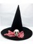 Siyah Renk Pembe Duvaklı Kuru Kafa Temalı Cadı Şapkası 35X38 cm 1