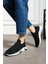041 Bağcık Baskılı Rahat Taban Siyah Beyaz Unisex Günlük Spor Ayakkabı Lescarmine 1