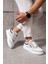 907 Beyaz Renk Bağcıklı Krem Detay Beyaz Taban Rahat Erkek Spor Ayakkabı Lescarmine 2