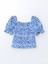 Yeni Sezon Kare Yaka Kiz Cocuk Crop Bluz - S59631Z4 1
