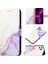 iPhone 13 Pro Için Mermer Desenli Pu Deri Cüzdan Telefon Kılıfı - Beyaz / Mor (Yurt Dışından) 2