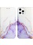 iPhone 13 Pro Için Mermer Desenli Pu Deri Cüzdan Telefon Kılıfı - Beyaz / Mor (Yurt Dışından) 5