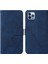 iPhone 15 Pro Için Kabartmalı Pu Deri Stand Cüzdan Telefon Kılıfı - Mavi (Yurt Dışından) 1