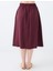 Bordo Rahat Kesim Yüksek Bel Dokuma Midi Etek 5