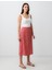 Kırmızı Normal Bel Çiçek Desenli Dokuma Midi Etek 3