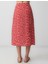 Kırmızı Normal Bel Çiçek Desenli Dokuma Midi Etek 5