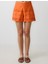 Turuncu %100 Pamuk Bol Paça Yüksek Bel Desenli Şort 5