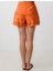 Turuncu %100 Pamuk Bol Paça Yüksek Bel Desenli Şort 6
