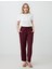 Bordo Yüksek Bel Normal Paça Modal Dokuma Pantolon 1
