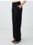 Siyah Rahat Kesim Uzun Bol Paça Normal Bel Örme Pantolon 4