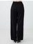 Siyah Rahat Kesim Uzun Bol Paça Normal Bel Örme Pantolon 5