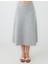 Gri Melanj Normal Bel Beli Lastikli Örme Midi Etek 4