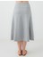 Gri Melanj Normal Bel Beli Lastikli Örme Midi Etek 5
