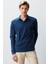 Erkek Polo Yaka Uzun Kollu Sweatshirt Lacivert 1