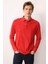 Erkek Polo Yaka Uzun Kollu Sweatshirt Kırmızı 1