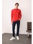 Erkek Polo Yaka Uzun Kollu Sweatshirt Kırmızı 5
