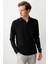 Erkek Polo Yaka Uzun Kollu Sweatshirt Siyah 5
