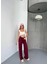 Osy Modal Yumuşak Dokulu Kumaş Nakış Işlemeli Rahat Bol Paça Eşofman Pantalon - Bordo 1