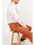 Erkek Regular Fit Normal Kesim Chino Jogger Lastikli Düz Paça Kiremit Pantolon 5