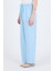 Bebe Mavi Keten Görünümlü %100 Pamuk Cepli Bol Paça Pantolon 8054A 5