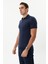 Erkek Lacivert Pamuk Yarım Fermuarlı Polo Triko Tişört 3