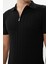 Erkek Siyah %100 Pamuk Yarım Fermuarlı Polo Triko Tişört 4