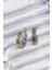 Pirinç Gold Gümüş Renkli Tırtıklı Halka Küpe 1