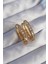 Pirinç Gold Renk Zirkon Taşlı Oval Model Küpe 1
