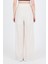 Beyaz Keten Görünümlü %100 Pamuk Bol Paça Pantolon 3040 5