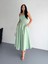 Straplez Pileli Elbise - Su Yeşili 3