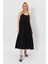 Askılı Uzun Çan Elbise - Siyah 2