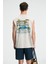 Phase Erkek Baskı Detaylı Bisiklet Yaka Oversize Fit Bej T-Shirt 4