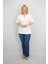Kadın Büyük Beden Kısa Kollu Yakası Biye Detaylı Bluz 1970-25 2