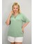 Kadın Büyük Beden Kısa Kollu Yakası Biye Detaylı Bluz 1970-25 4