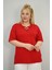 Kadın Büyük Beden Kısa Kollu Yakası Biye Detaylı Bluz 1970-25 3