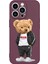 Iphone 13 Pro Max Kılıf Desenli Koyu Mor Lansman Silikon Içi Kadife Logo - Love Teddy Bear 1