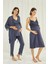 18432453 Kadın Lacivert Hamile Lohusa Seti Sabahlık Gecelik Pijama Takım 1