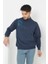Unisex Yarım Boğazlı Baskılı Dokuma Triko - Indigo 2