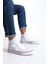 JY0423 Axe Bağcıklı Keten Kumaş Erkek Günlük Sneaker Ayakkabı Kbt - Beyaz 1