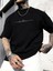 Baskılı Oversize Bisiklet Yaka T-Shirt - Siyah 1