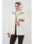 55446 Fermuarlı Oversize Peluş Ceket Mont - Camel 2