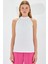 0489 Halter Yaka Örme Bluz - Beyaz 2