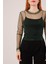 Transparan Yeşil Tül Basic Bluz 2